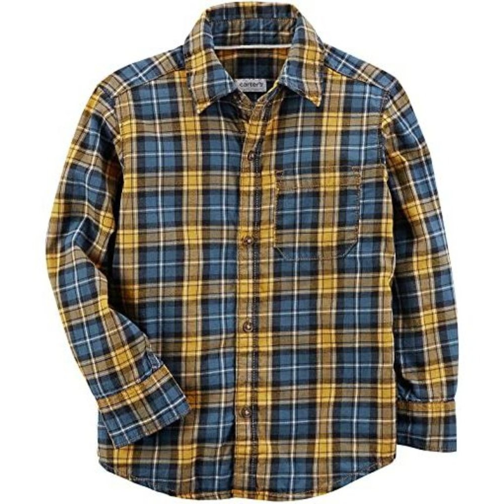 Carter's Plaid Button Down Long Sleeve Shirt 4 Boys